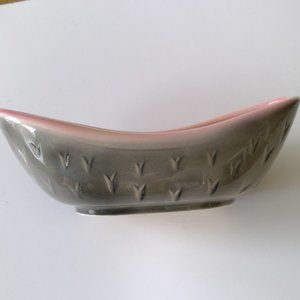 Vintage MCM Royal Copley Pink and Gray Ceramic Planter Compote Bowl